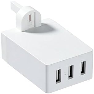 Wall Charger ASFLUX, [6A] 3 Ports USB Wall Mains Charger Smart IQ Technology, Quick Charging Travel Plug Charger For iPhone 7 / 6s / Plus 5 / 5s, iPad Pro / Air 2 / mini, Galaxy S7 / S6 / Edge / Plus, Note 5 / 4, LG, Nexus, HTC and More (White)