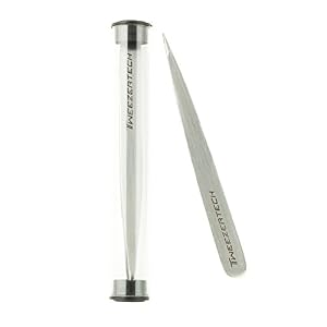 Tweezertech Pointed Tip Tweezer Professional Salon Grade Quality With Protective Tube (Silver) - Image 2