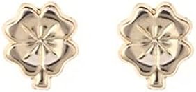 Funkyrox9ct gold four leaf clover flower stud earrings. Gift box