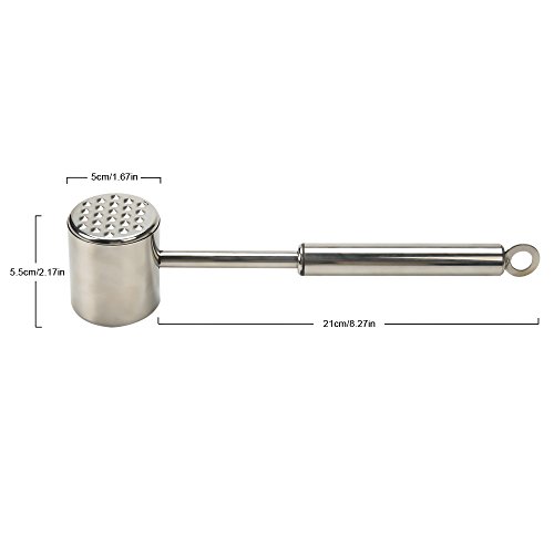 COKOSIM Haltbarer Fleisch Tenderizer Hammer Edelstahl mit 21cm (8.2inch) Handgriff für Steak Huhn Fische und Schweinefleisch - 2