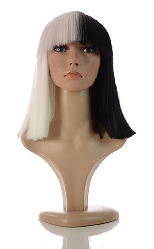 Long Black and White Blunt Cut Bob Costume Wig with Fringe| Fancy Dress Wig In the style of Sia