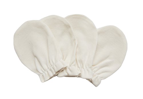Need4Baby Baby Anti-Scratch Mittens, 100% Organic Cotton, White (2 Pairs)