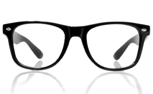 Preisvergleich Produktbild Nerd-Brille ohne Gläser Wayfarer Style Unisex Hornbrille für Damen und Herren Retro Atzen-Brille