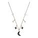 Produktbild WUFANGFF Kette Schwarz Rose Gold Star Mond Anhänger Mit Halskette Tochter Geburtstag Geschenk Hochwertige Frauen Schmuck Einfach Mode Schwarz