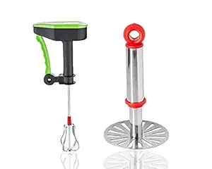 VM BOND Kitchen Tools Combo Power Free Hand Blender and Stainless Steel Masher Kitchen Tools 100% S.S Combo - 2 PIS ( Color - Multi )