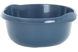 TENLITE Washing Up Plastic Round Bowl with Integral Handle | Stylish Design Strong Durable with High Gloss Chic Finish Home & Basin, Sink Organiser Multipurpose Use - (Navy, 32cm Round Bowl)