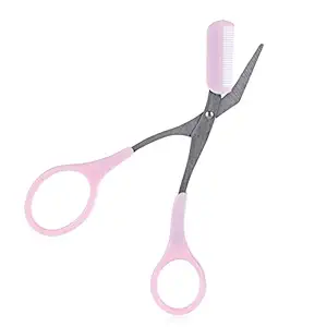Jeval Womens Mini Brow Class Cutting Scissors Easy-to-use Eyebrow Trimmer with Comb (Multicolor) -Set of 2