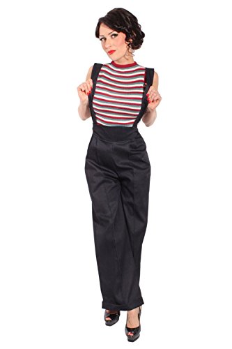 SugarShock Hosenträger Marlene Retro Denim Rockabilly Jeans High Waist Hose - 