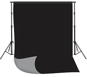 Boltove Black Grey 8 x 12 ft Professional Backdrop with 9x9 ft. Background Stand, Chromakey 2-in-1 Backdrop with Background Stand Screen for Photo Video Studio
