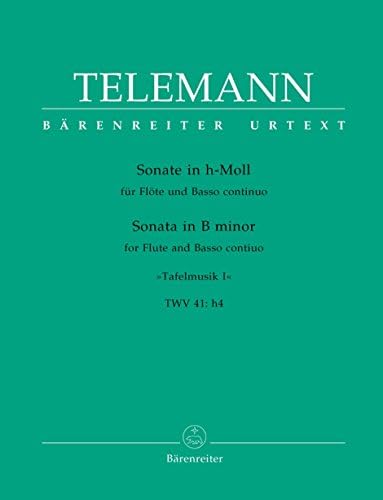 BARENREITER TELEMANN G.P. - SONATE IN B MINOR, TAFELMUSIK I, TWV 41:H4 - FLUTE, BASSO CONTINUO Classical sheets Transverse Flute