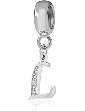 Andante-Stones 925 Sterling Silber Dangle Bead Charm ALPHABET 