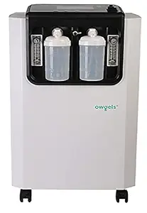 Owgels Portable Oxygen Concentrator 10L/min (Dual Flow 5L/min Each) Continuous Oxygen Generating Machine, 93% (+-3%) O2 Concentration