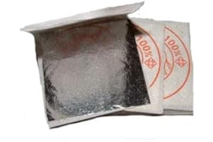 Sim Gold Leaf Blattsilber Essbar, 100% 999/1000 rein, 40mm x 40mm, 50 Stück