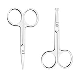 nuosen 2 pcs Facial Hair Scissors Set, Stainless Steel Nose Scissors Beard Moustache Eyelash Eyebrow Trimmer for Men Women