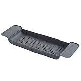 Material: Plástico PQZATX Bandeja De Ba？era Ajustable De Plástico Multiusos Sostenedor De Libro De La Copa De Vino De La Ducha Herramienta De Cocina Cesta De Drenaje Accesorios De Cocina De Ba？o Negro