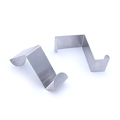 Pazzi 8-stück über Tür Haken Aufhänger aus Metall Edelstahl (4,5cm passt dick Schlafzimmer Badezimmer Tür, 2cm passt Schublade Schrank Kabinett Tür) für Kleidung Mantel Handtuch Tasche Hut Bademantel - 5
