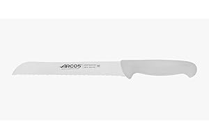 Arcos Couteau à Pain Dentelé Acier Inoxydable Nitrum 200 mm - Tranchage Facile et Durable - Série 2900 Manche Polypropylène Blanc