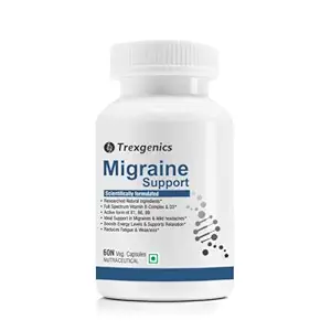 Trexgenics MIGRAINE SUPPORT Advanced Migraine & Headache Support Formula with scientifically researched natural ingredients & Migraine support vitamins (60 Vcaps) (Pack of 1)