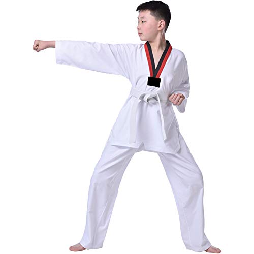 Meijunter Tenue de Taekwondo avec Ceinture, Hommes Femmes Enfants Manches Longues Arts Martiaux Karaté Costumes