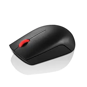 Lenovo Essential Compact Wireless Mouse (Black) : Ambidextrous, Ergonomic Mouse, Up to 8 Million clicks for Left and Right Buttons, Optical Sensor 1000 DPI, 2.4 GHz Wireless Technology via Nano USB Receiver (4Y50R20865)