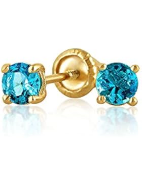 Bling Jewelry simulierten Blauer Topas CZ Baby Screwback Bolzen 14K Gold 3mm