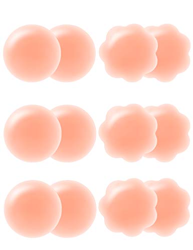 Arctic Penguin Pezoneras Adhesiva Mujer de Silicona Cubierta de Pezón Reutilizable Push Up Sex Invisible Para Pezones(Redondo 3 + Pétalo 3)