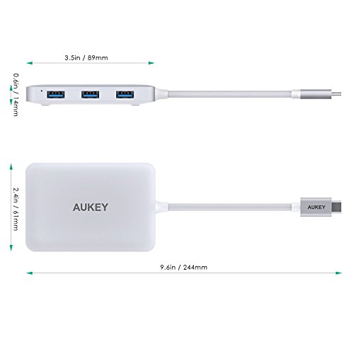 AUKEY USB C Hub mit HDMI Port ( 4K ), 4 USB 3.0 Ports und USB C Ladeanschluss ( Power Delivery ) USB Type C Hub für MacBook Pro 2016 , Samsung Galaxy S8 usw. - 6
