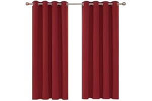 Ev Dekor® EVCRTN01 Thermal Blackout Curtains for Bedroom, Offices, Hotels Windows 66"(167cm) Wide X 72"(182cm) Long, Red - 2 Panels with Tie Backs