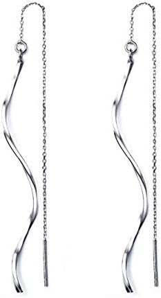 Iszie 925 Tassel Twisted Long Bar Pull Though Earrings Long Women's Party Earrings
