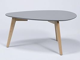 Couchtisch Beton grau Nierentisch 100x50 Gestell Eiche