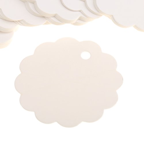 100Stk Etiketten Gift Anhänger Tags Geschenkanhänger Kraftkarton Geschenkkarten viele muster auswahl – Weiß/Blume - 6