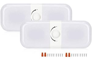 JMEST LEAD 2 PCS 12 V LED Caravane Intérieur Lumière 3 Couleurs avec Bouton Interrupteur Dimmable 12 V 10 W LED Campervan RV Plafonnier Intérieur Dome Lumière Pour Camping-car, Remorque, Voiture