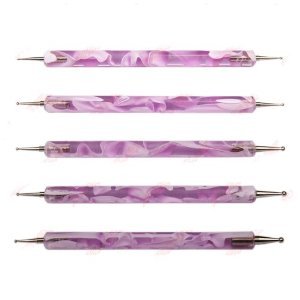 Uniqstore Set of 5 Pink Design Double Ended Nail Art Dotting/ Marbleizing Tool- Best Quality at Best Price!!!!