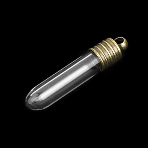 Pixnor 10ST Mini leeres Glas Tube Vials Charms Wunsch Flaschen Anhänger klar - 4