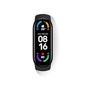 (Renewed) Xiaomi Mi Smart Band 6, 50% Larger 1.56 inches AMOLED Screen, SpO2 Tracking, Continuous HR, Stress and Sleep Monitoring, 30 Sports Modes, PAI, 5ATM Water Resistant, (Black)