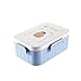 Produktbild HZNLLQ BPA Freie Brotdose, Tragbare Cartoon-Kunststoff-Brotdose Mit Löffel Gabel Stäbchen Für Kinder Studenten Camping Food Container Mircrowave Bento-Box,Blau