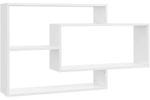 vidaXL Estantes de Pared de Contrachapada Mobiliario Decoración Ideal Elegante Práctico Versátil Atractivo Robusto Blanco Brillante 104x20x58,5 cmcm