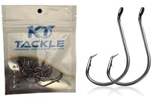 KT Tackle 25Pcs Barbed Circle Hooks, 5 Sizes (5/0, 4/0, 3/0, 2/0, 1/0), Silver, High Carbon Steel, Suitable for Cod, Pollock, Ling