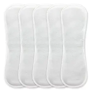 Paw Paw Reusable Fabric Diapers/Washable Cloth Diapers with Inserts (Standard, White - Insert Pad 5)