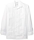camisa guayabera blanca Difunde el collar, botones tonales y 4 bolsillos delanteros con botones.
