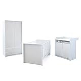 Babyzimmer Kinderzimmer Komplettset Nandini Set 1 in Weiß matt mit Blenden in Weiß Hochglanz
