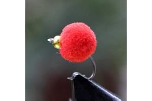 Tigofly 36 pcs Orange/White/Red Brass Beadhead Egg Fly Glo Bug Fly Fishing Flies Lures Free Fly Box