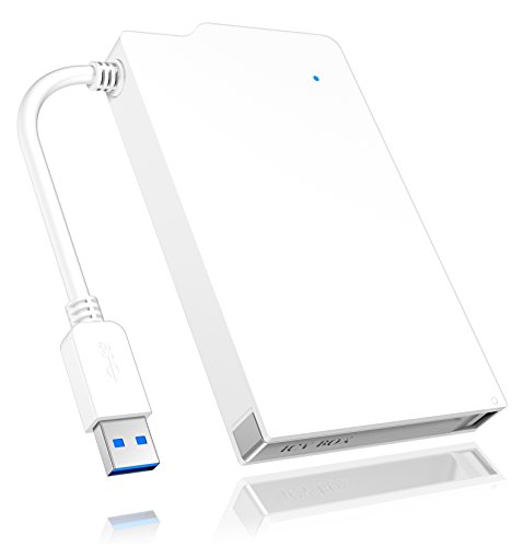 Icy Box IB-AC606-U3 Externes Gehäuse für 2,5 Zoll HDD & SSD, USB 3.0 Anschluss (UASP), werkzeuglos & integriertes USB-Kabel, weiß