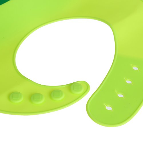 LEADSTAR Baby Lätzchen Bib mit Auffangschale weiches wasserdichtes Lätzchen aus Silikon Grün Pink - 6