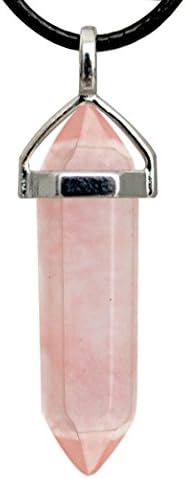 Lovely pendant with natural stone and silk necklace, packed in a giftbox - ROSE QUARTZ