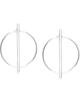 Happiness Boutique Damen Creolen Silber | Große Creolen Sterlingsilber Ohrringe Geometrisches Design nickelfrei