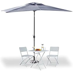 Relaxdays Parasol rectangulaire 200x300, Parasol inclinable à manivelles, Jardin, Parasol de balcon sans pied, gris