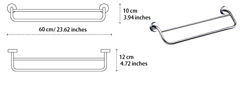 Kapitan Doppelt Handtuchhalter Handtuchstange Edelstahl 60 cm 3M VHB Selbstklebendes Handtuchständer Wandmontage Poliert, Made in der EU, 20 Jahre Garantie - 6