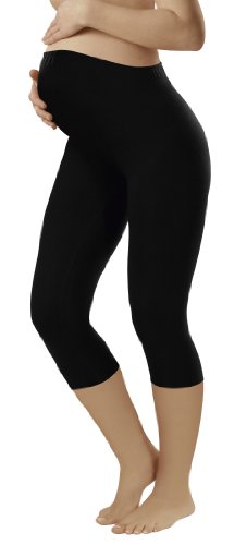 Italian Fashion Maternity Womens 3/4 Leggins (Black, S)