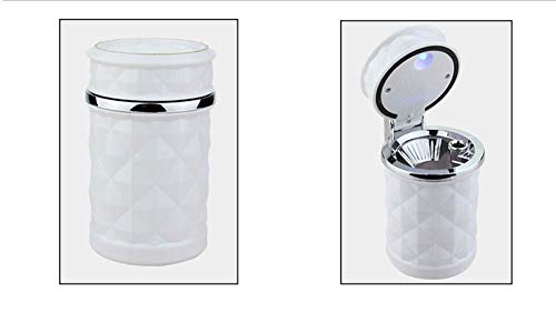 Preisvergleich Produktbild TY-AutoAschenbecher, kreative Persönlichkeit mit überdachtem Aschenbecher, Luftauslass hängender Aschenbecher, LED -Licht Fahrzeug Abgaszylinder, rund, weiß